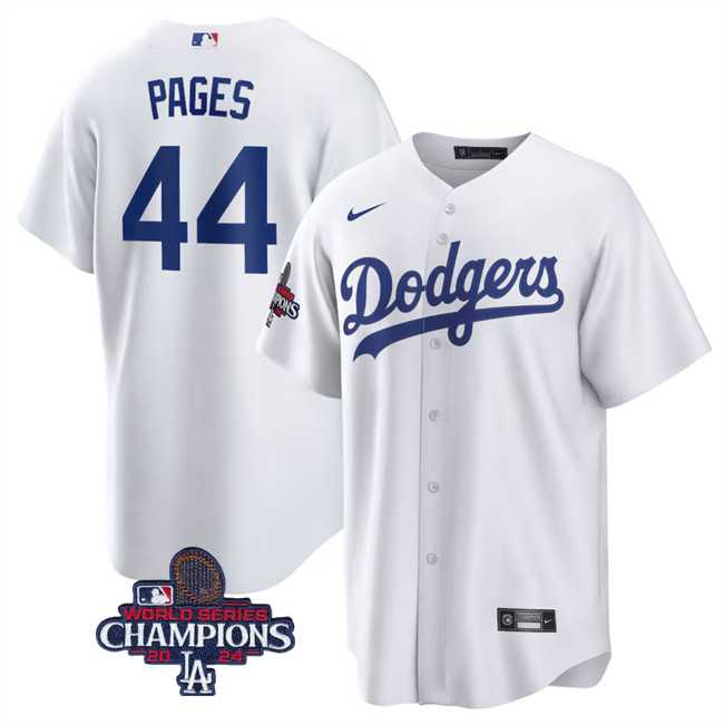 Men%27s Los Angeles Dodgers #44 Andy Pages White 2024 World Series Cool Base Stitched Baseball Jersey